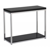 OSP Home Furnishings WST07-BK Wall Street Foyer Table in Chrome and Black Finish.